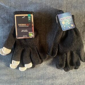 NWT NEW ThermaXX and Magic Gloves Set Black 2 pairs sold together. UNISEX